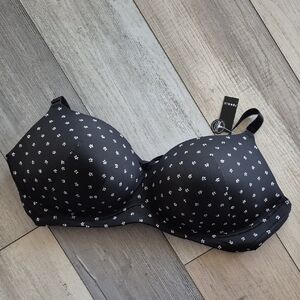 Torrid Black Bra with White Floral Accents 46 D